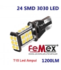 FEMEX T15 3030 Chip 24smd 1200 Lumen Beyaz Led Ampul 6000K