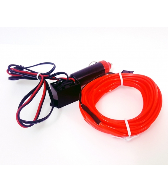 El Wire Neon Led Kırmızı 3 Metre  DC12V İnverter Dahil 