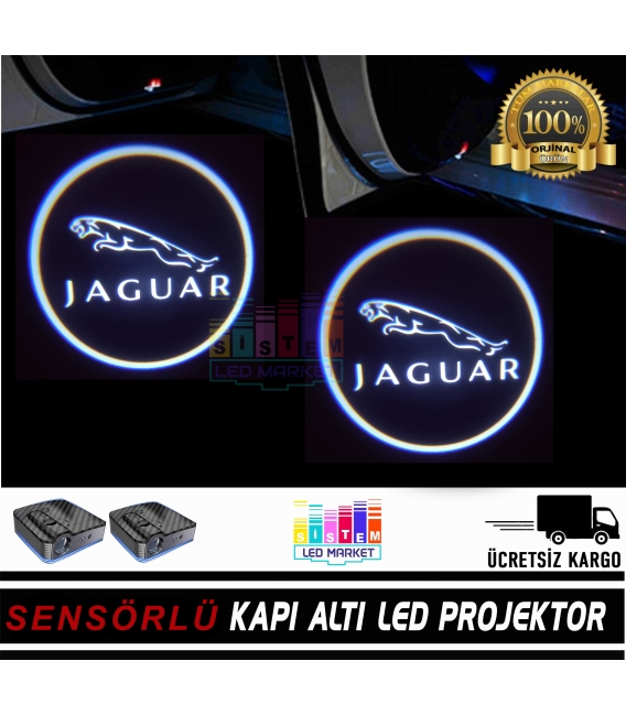 Jaguar Araçlar İçin Mesafe Sensörlü  Fotoselli Pilli Yapıştırmalı Kapı Altı Led Logo