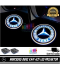 Mercedes Araçlar İçin Mesafe Sensörlü  Fotoselli Pilli Yapıştırmalı Kapı Altı Led Logo