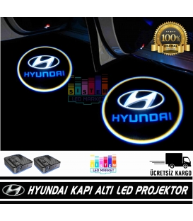 Hyundai Araçlar İçin Mesafe Sensörlü  Fotoselli Pilli Yapıştırmalı Kapı Altı Led Logo