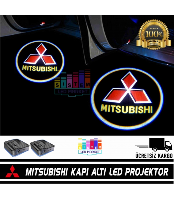 Mitsubishi Araçlar İçin Mesafe Sensörlü  Fotoselli Pilli Yapıştırmalı Kapı Altı Led Logo