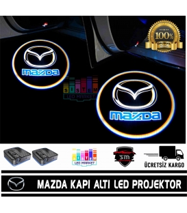 Mazda Araçlar İçin Mesafe Sensörlü  Fotoselli Pilli Yapıştırmalı Kapı Altı Led Logo