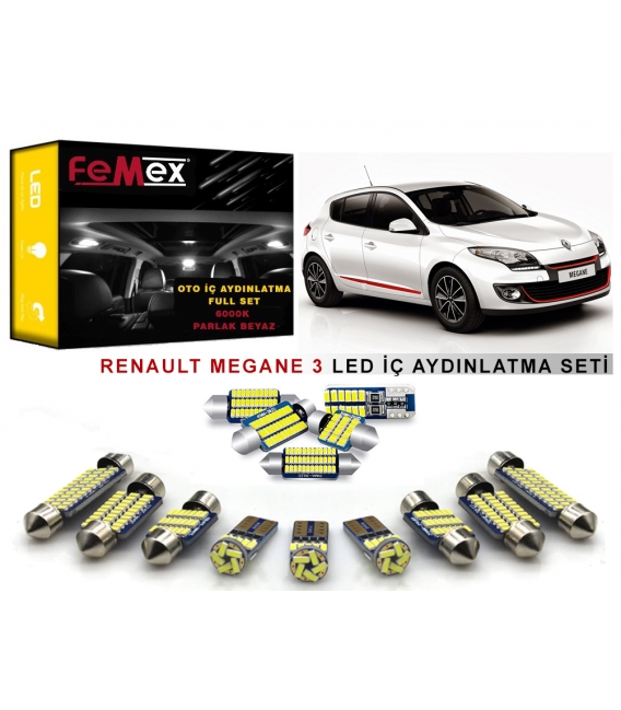 Renault Megane 3 LED İç Aydınlatma Ampul Seti FEMEX Parlak Beyaz